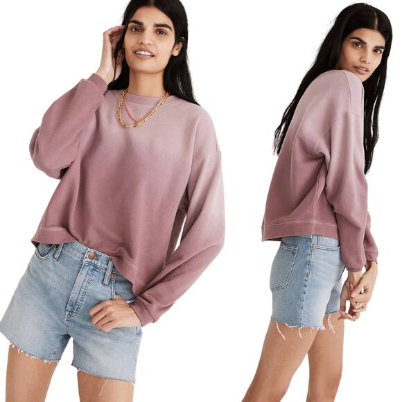 Madewell Dip-Dye (Re)sourced Cotton Swing Sweatshirt in Mauve Pink/ Purple Small - Picture 1 of 10